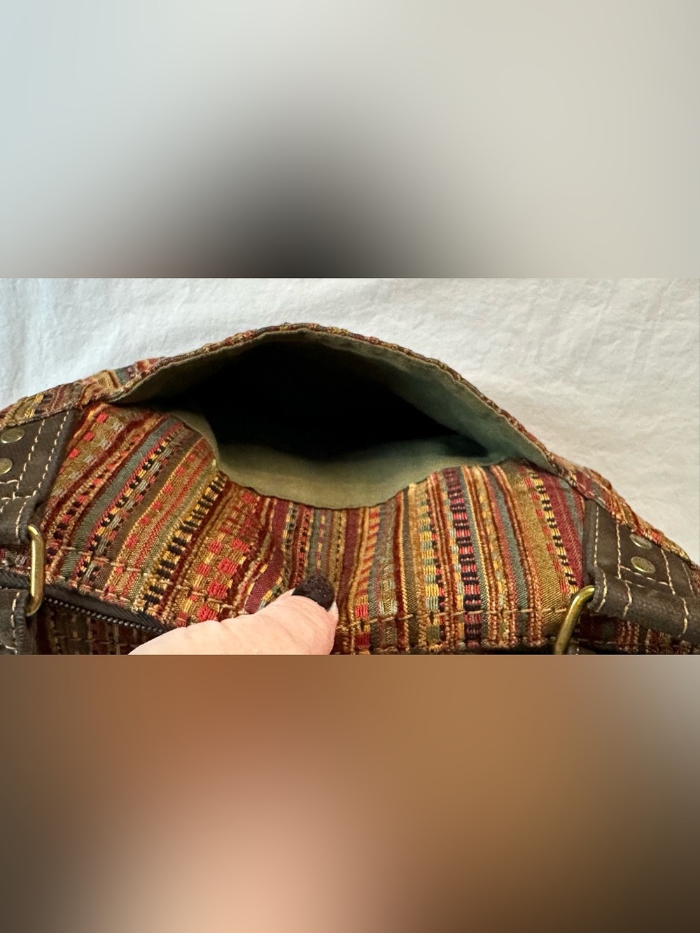 Vintage Fossil Presley Bag Tapestry Color Striped Excellent Y2K Condition - Picture 8 of 14